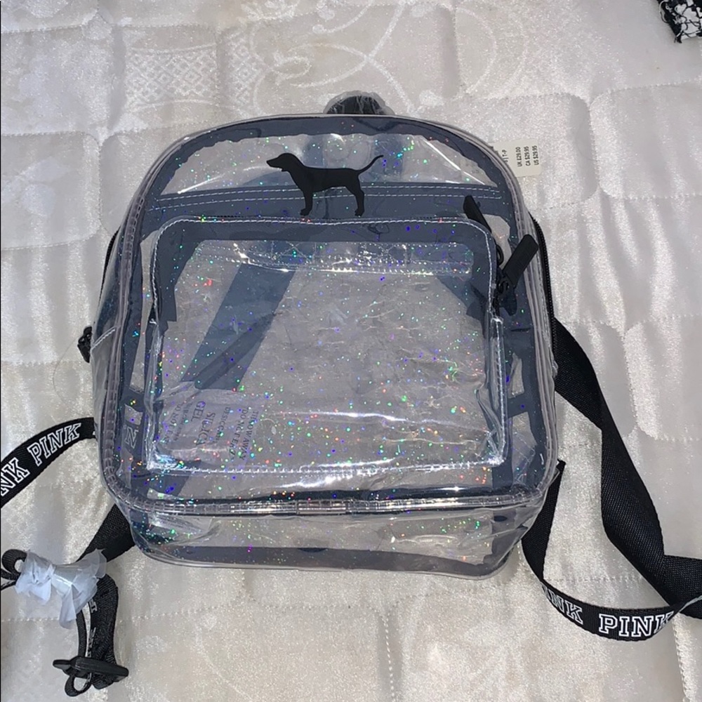 Pink Victoria’s Secret clear mini backpack